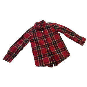 The Childrens Place Plaid Button Up Collard Shirt 4T Red/Green/Blue Dress School